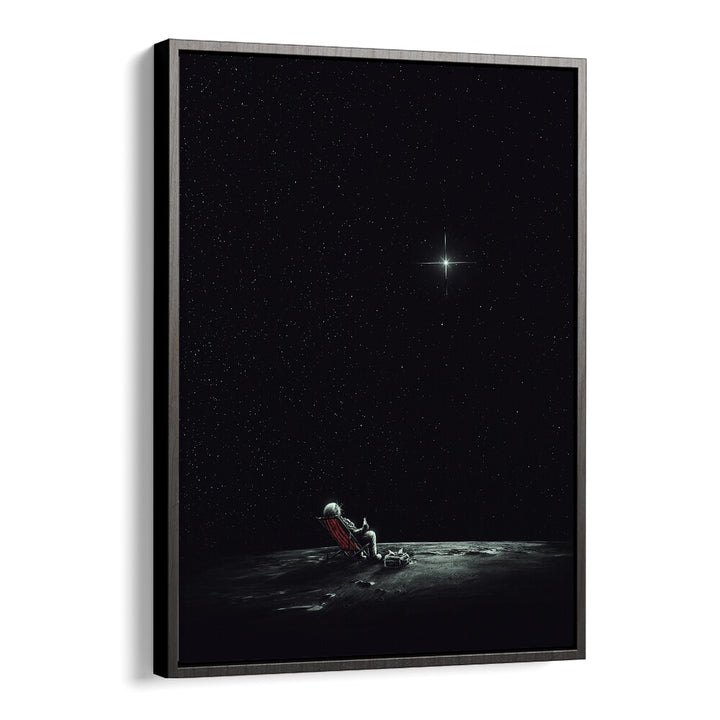 Space Chill By Francis Minoza Astronaut & Nasa Paintings, Space Art Prints Artwork in Black Floater Frame
