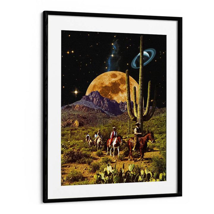 Space Cowboys By Taudalpoi Astronaut & Nasa Paintings, Space Art Prints Artwork in Black Frame With Mount
