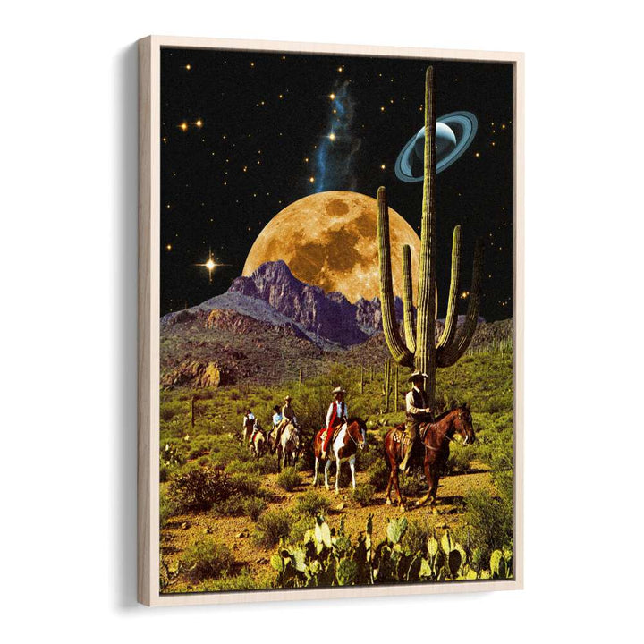 Space Cowboys By Taudalpoi Astronaut & Nasa Paintings, Space Art Prints Artwork in Oak Wood Floater Frame
