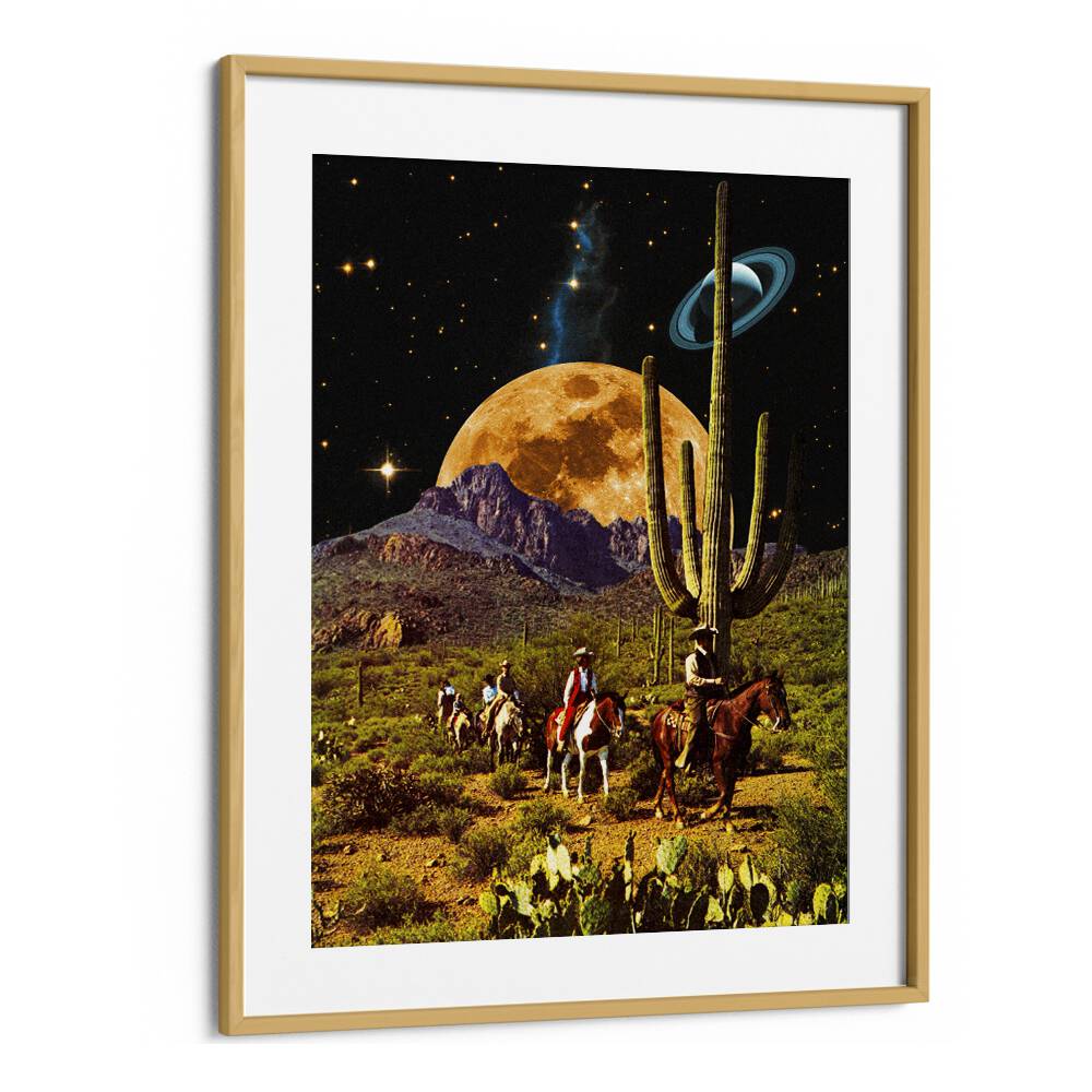 Space Cowboys By Taudalpoi Astronaut & Nasa Paintings, Space Art Prints Artwork in Oak Wood Frame With Mount
