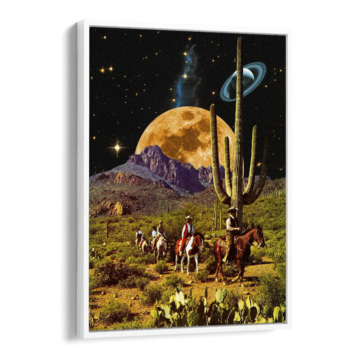 Space Cowboys By Taudalpoi Astronaut & Nasa Paintings, Space Art Prints Artwork in White Floater Frame
