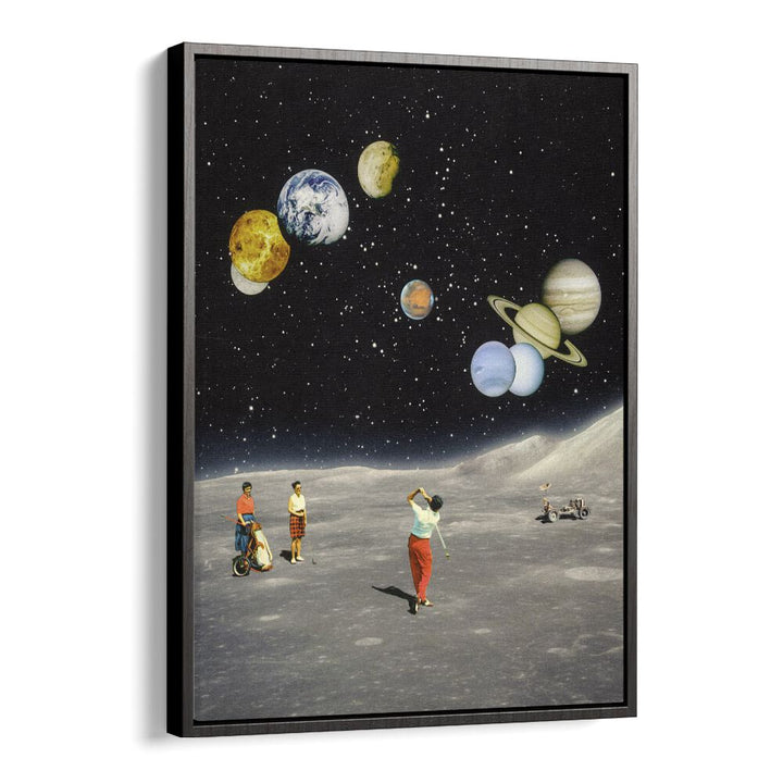 Space Golf By Taudalpoi Astronaut & Nasa Paintings, Space Art Prints Artwork in Black Floater Frame
