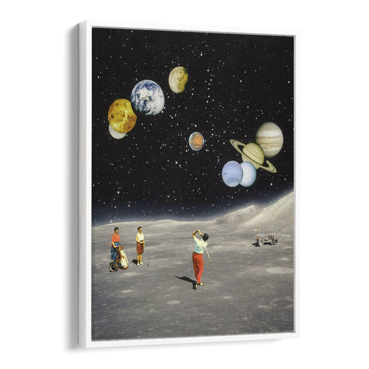 Space Golf By Taudalpoi Astronaut & Nasa Paintings, Space Art Prints Artwork in White Floater Frame
