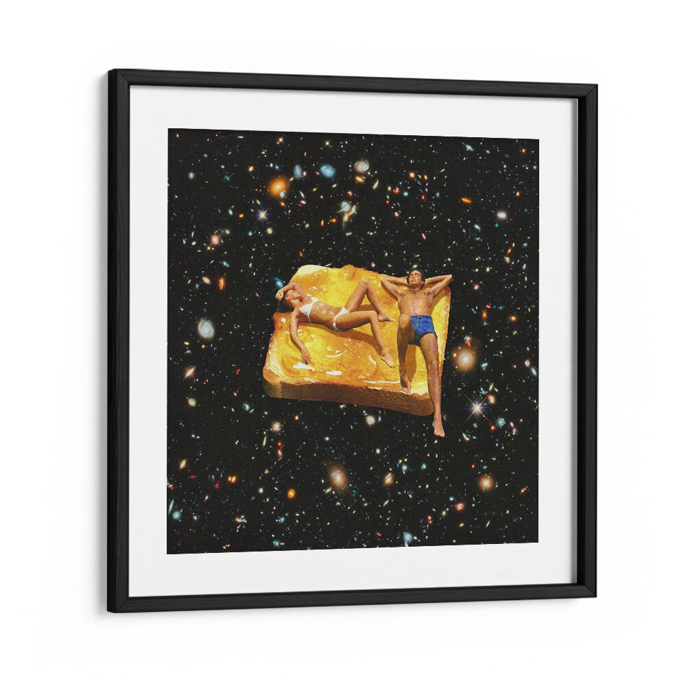 Space Jam - On Toast Surreal Painting Artwork  in Black Frame With Mount