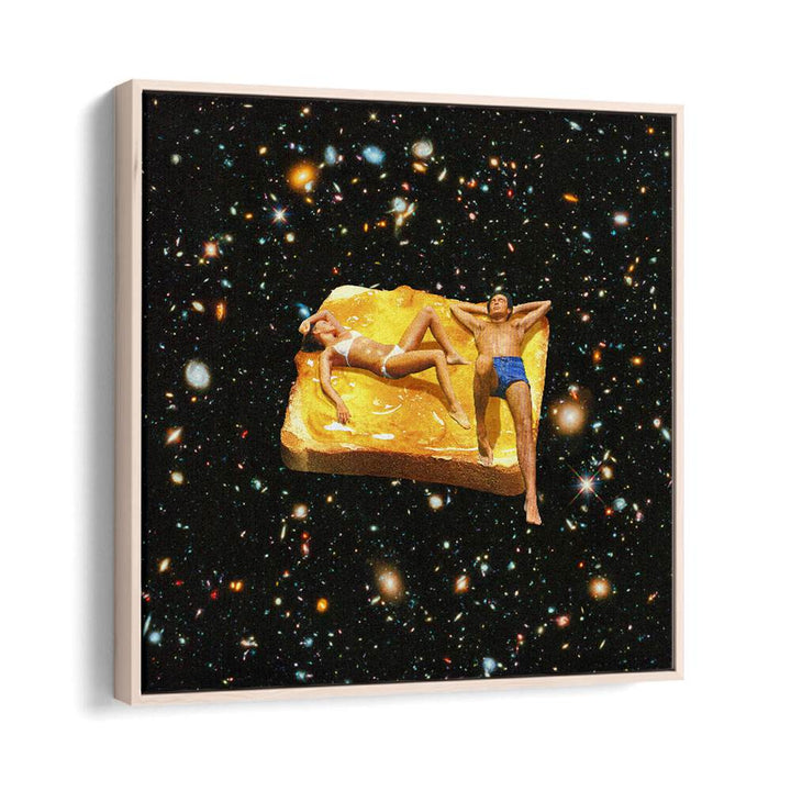 Space Jam - On Toast Surreal Painting Artwork in Oak Wood Floater Frame
