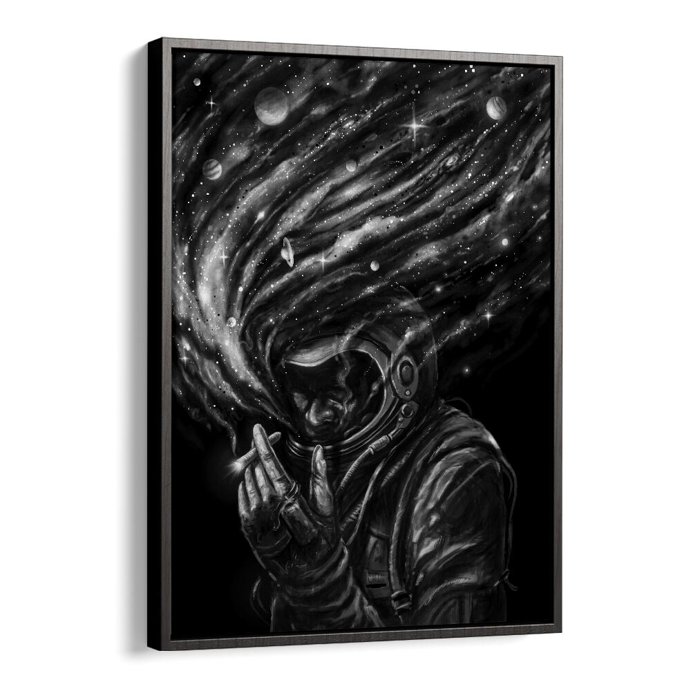 Space Joint By Francis Minoza Astronaut & Nasa Paintings, Space Art Prints Artwork in Black Floater Frame
