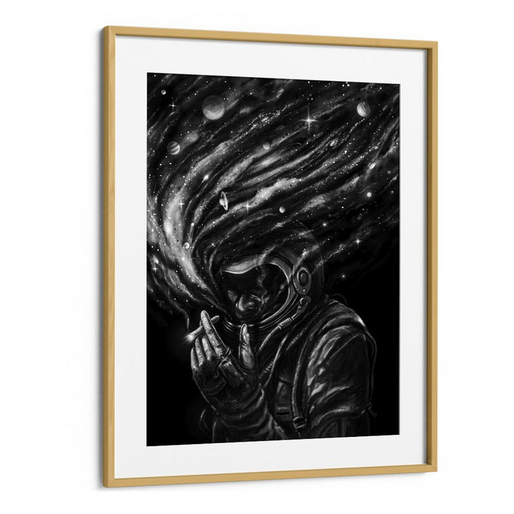 Space Joint By Francis Minoza Astronaut & Nasa Paintings, Space Art Prints Artwork in Oak Wood Frame With Mount
