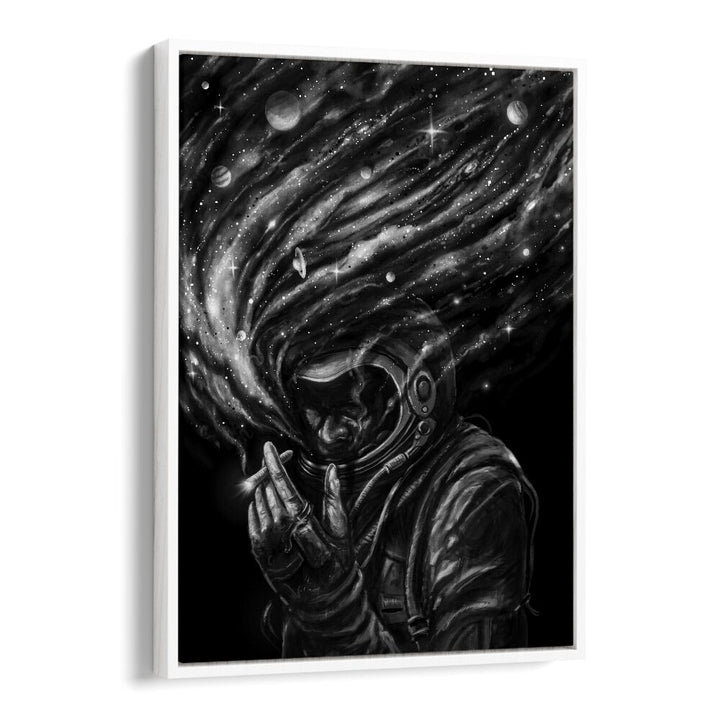 Space Joint By Francis Minoza Astronaut & Nasa Paintings, Space Art Prints Artwork in White Floater Frame
