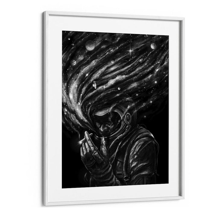 Space Joint By Francis Minoza Astronaut & Nasa Paintings, Space Art Prints Artwork in White Frame With Mount
