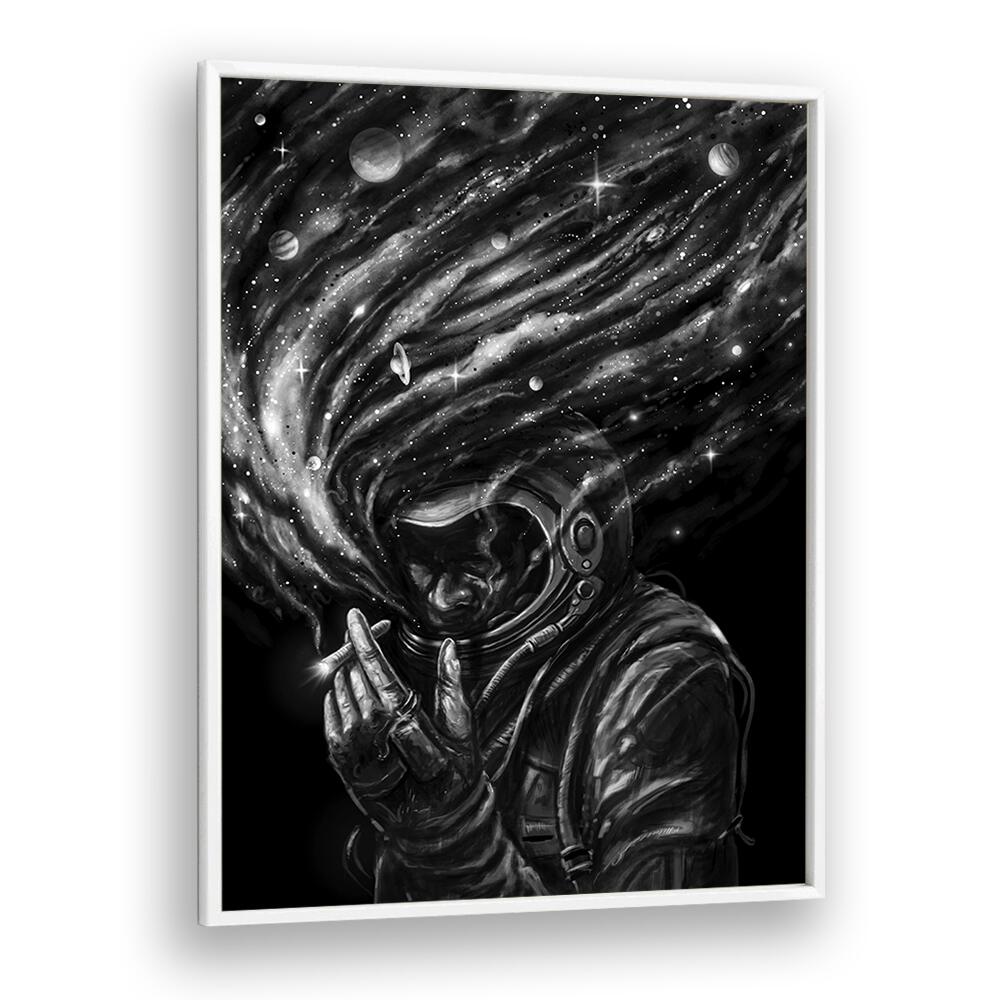 Space Joint By Francis Minoza Astronaut & Nasa Paintings, Space Art Prints Artwork in White Plain Frame
