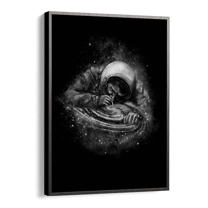 Space Junkie By Francis Minoza Astronaut & Nasa Paintings, Space Art Prints Artwork in Black Floater Frame
