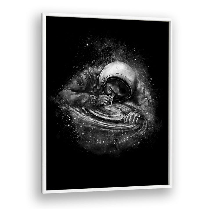 Space Junkie By Francis Minoza Astronaut & Nasa Paintings, Space Art Prints Artwork in White Plain Frame
