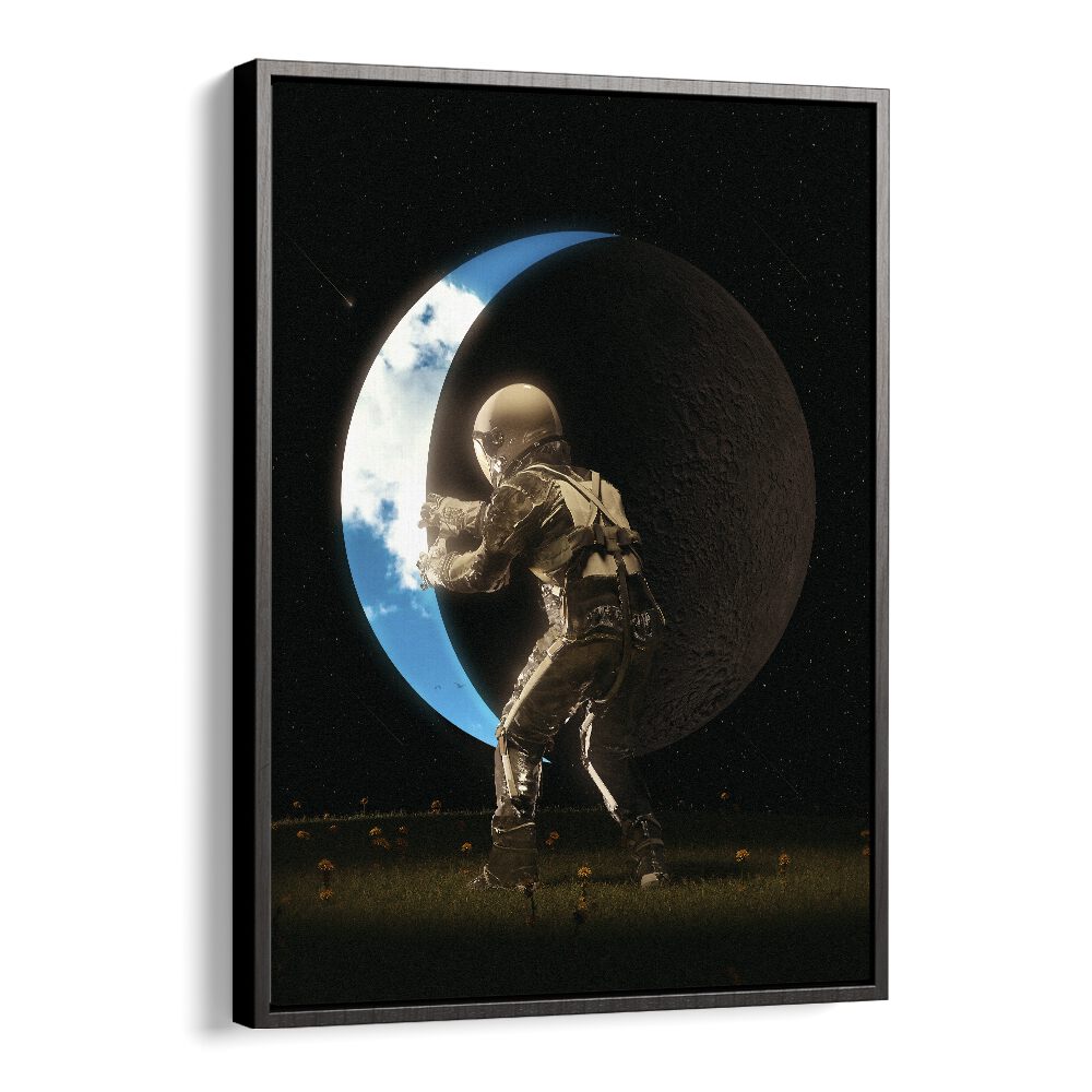 Space Out By Francis Minoza Astronaut & Nasa Paintings, Space Art Prints Artwork in Black Floater Frame
