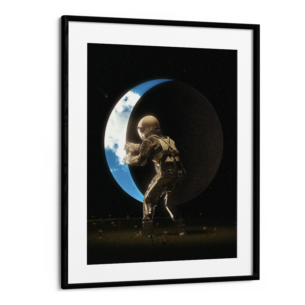 Space Out By Francis Minoza Astronaut & Nasa Paintings, Space Art Prints Artwork in Black Frame With Mount
