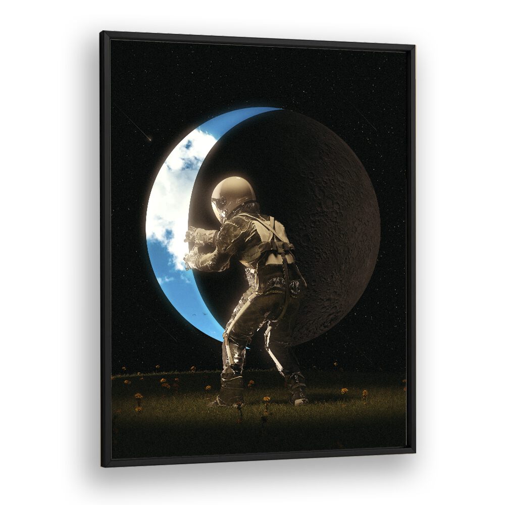 Space Out By Francis Minoza Astronaut & Nasa Paintings, Space Art Prints Artwork in Black Plain Frame
