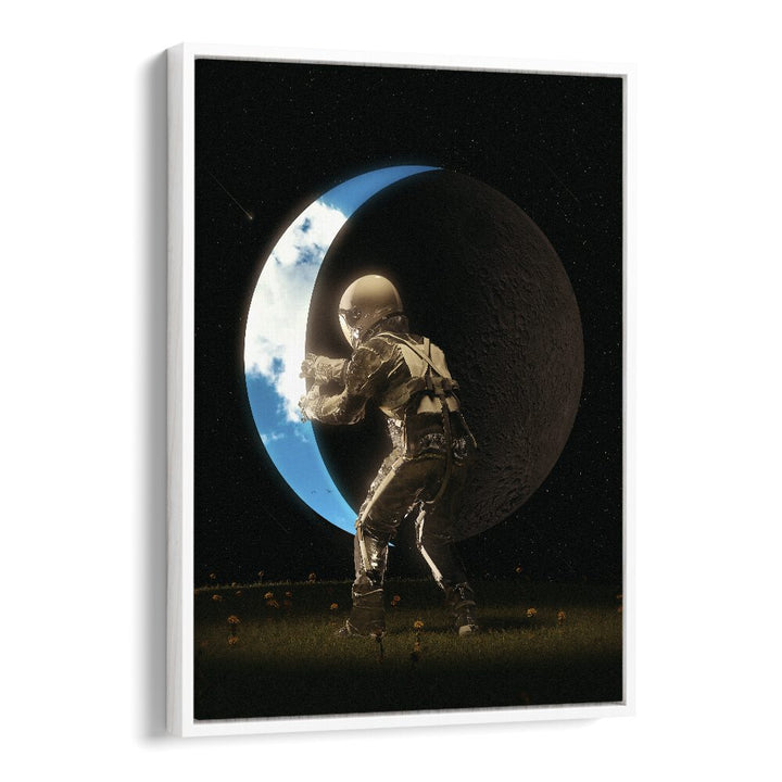 Space Out By Francis Minoza Astronaut & Nasa Paintings, Space Art Prints Artwork in White Floater Frame
