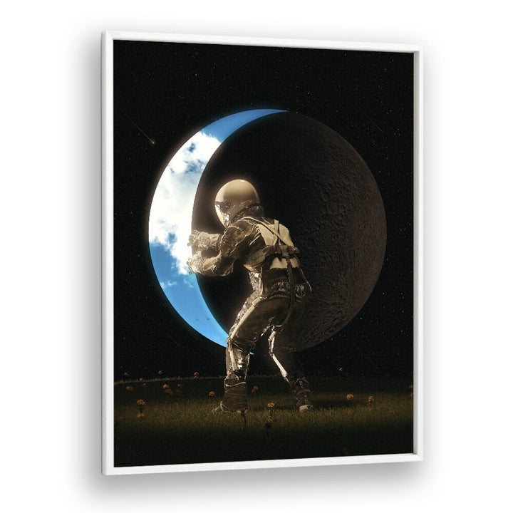 Space Out By Francis Minoza Astronaut & Nasa Paintings, Space Art Prints Artwork in White Plain Frame
