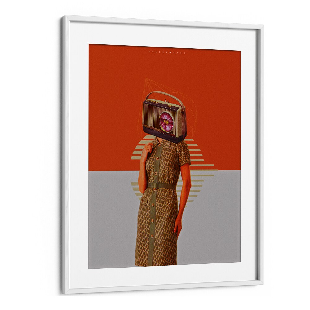 Space Rocket Pop Art Artwork in White Frame With Mount