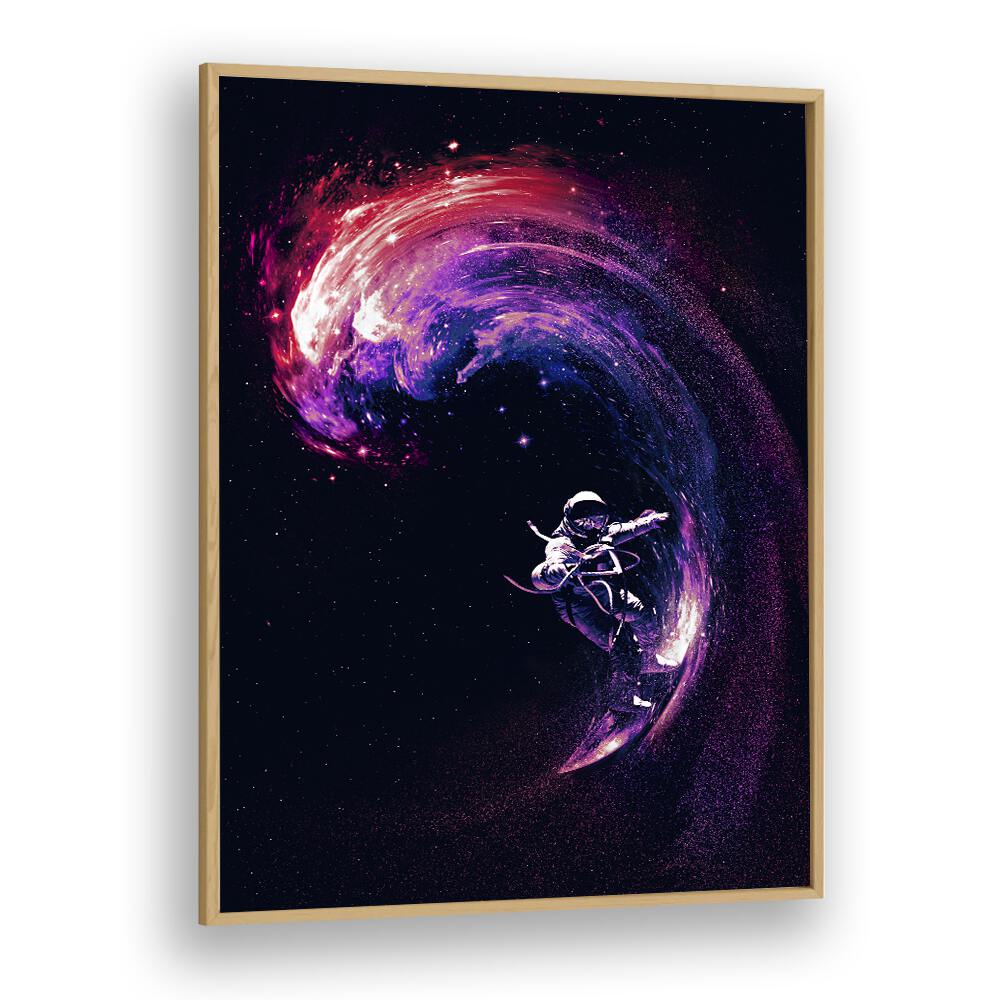 Space Suffering Li By Francis Minoza Astronaut & Nasa Paintings, Space Art Prints Artwork in Oak Wood Plain Frame
