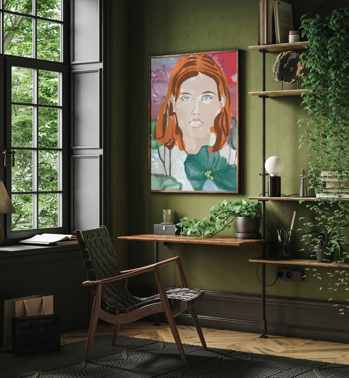 Bold and imaginative SPACE AGE FACES, PORTRAITS adorning a stylish room, showcasing timeless artistic expression.