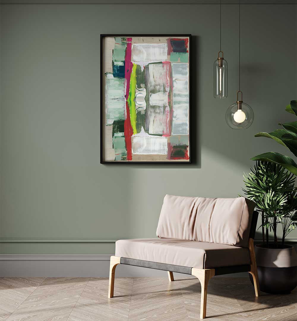 Vibrant SPEED TEST II, ABSTRACT PAINTINGS on display, enhancing modern decor with creative flair and color.
