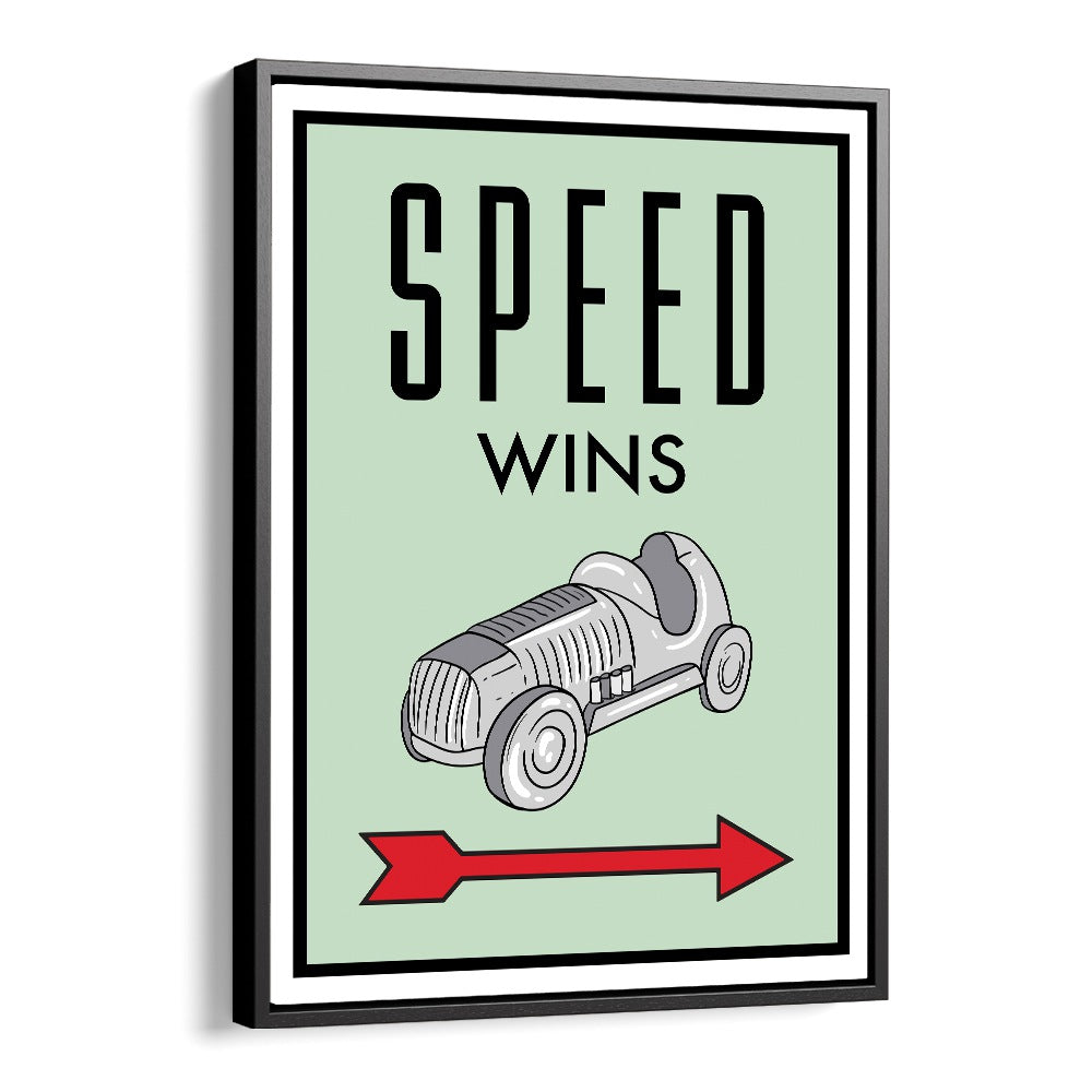 Speed Wins Money Art Artwork in Black Floater Frame