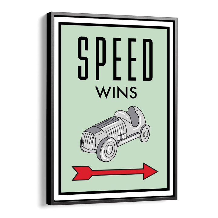 Speed Wins Money Art Artwork in Black Floater Frame