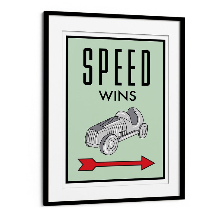 Speed Wins Money Art Artwork in Black Frame With Mount