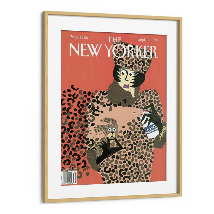 Spot Check By Michael Roberts - New Yorker Magazine 21 Sept 1998 Artwork in Oak Wood Frame With Mount