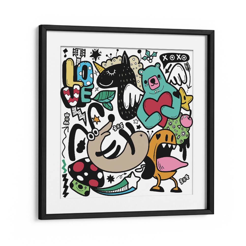 Spread The Love Comic Art Artwork in Black Frame With Mount