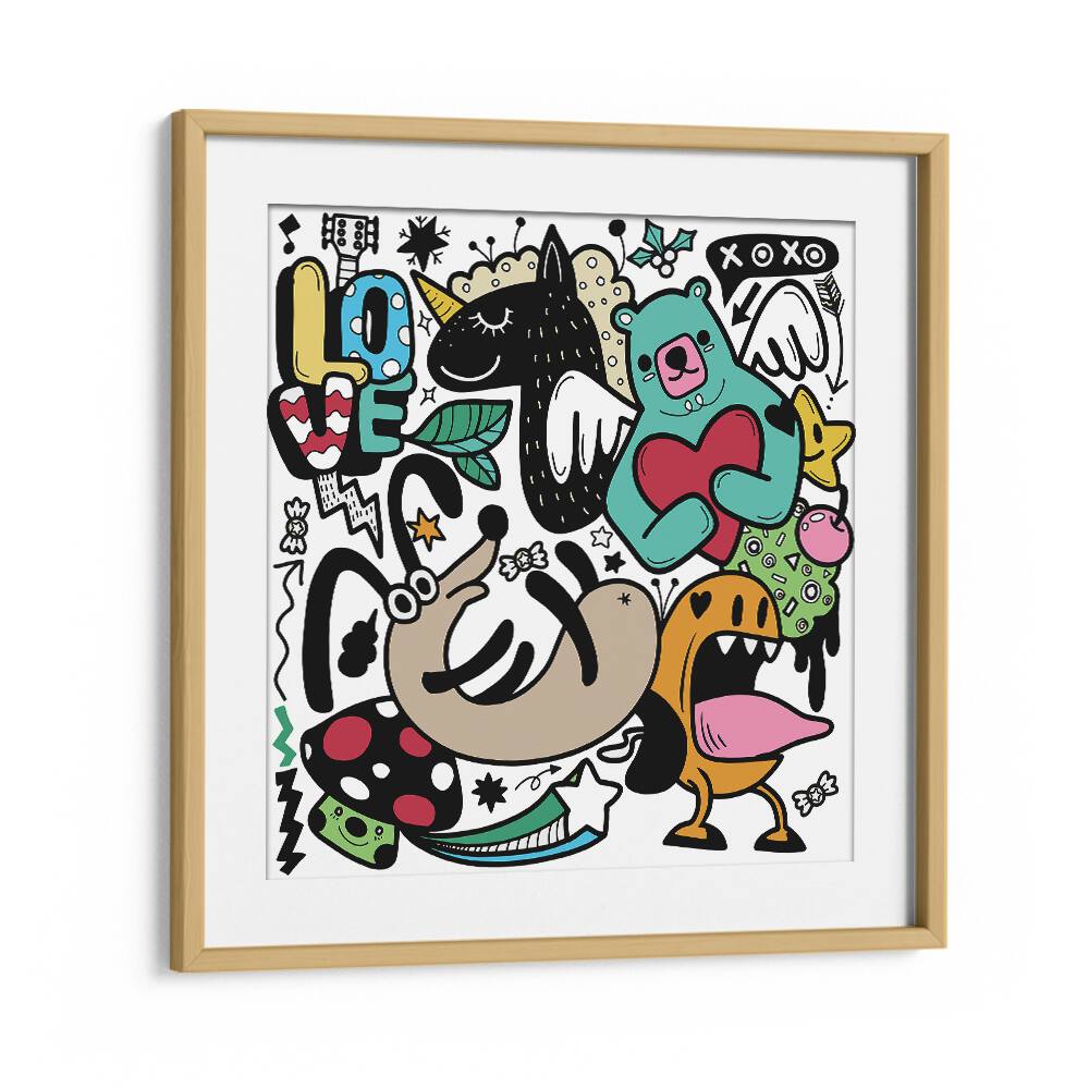 Spread The Love Comic Art Artwork in Oak Wood Frame With Mount