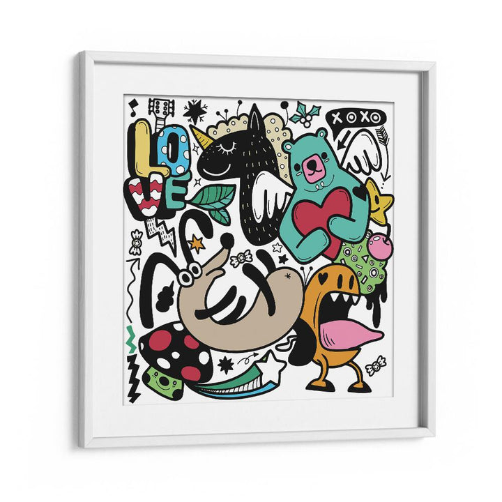 Spread The Love Comic Art Artwork in White Frame With Mount