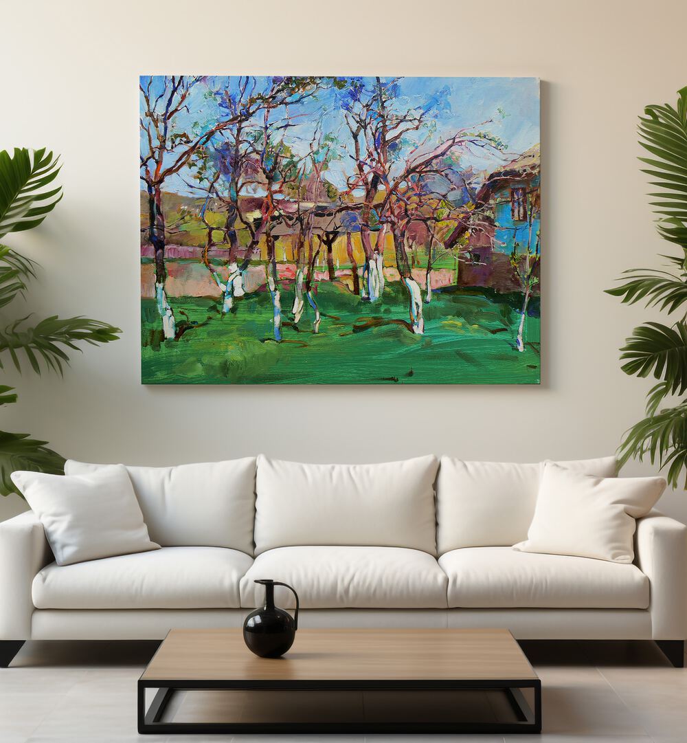SPRING IN THE GARDEN , LANDSCAPE PAINTINGS