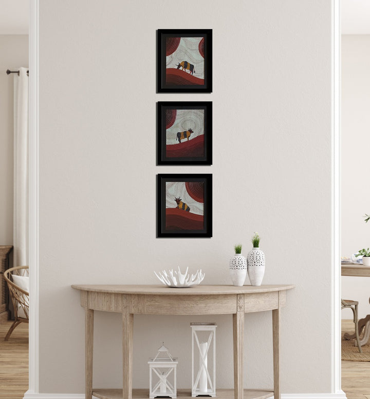TRIPTYCH - RED MEADOWS , HANDMADE ARTWORKS