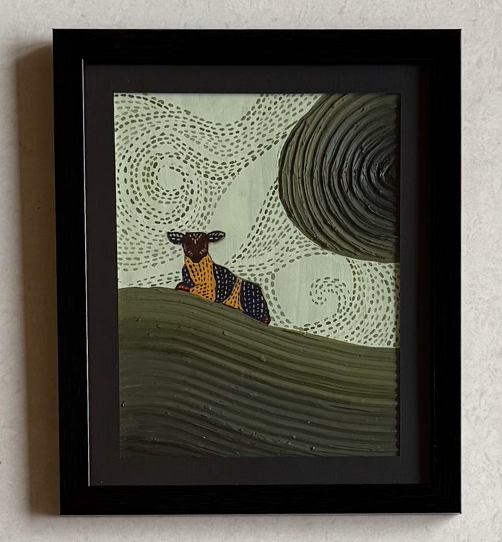 TRIPTYCH - GREEN MEADOWS , HANDMADE ARTWORKS