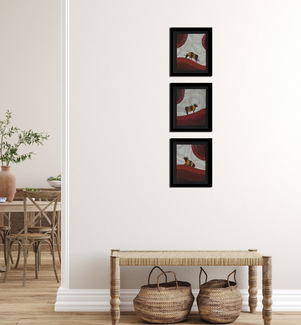 TRIPTYCH - RED MEADOWS , HANDMADE ARTWORKS