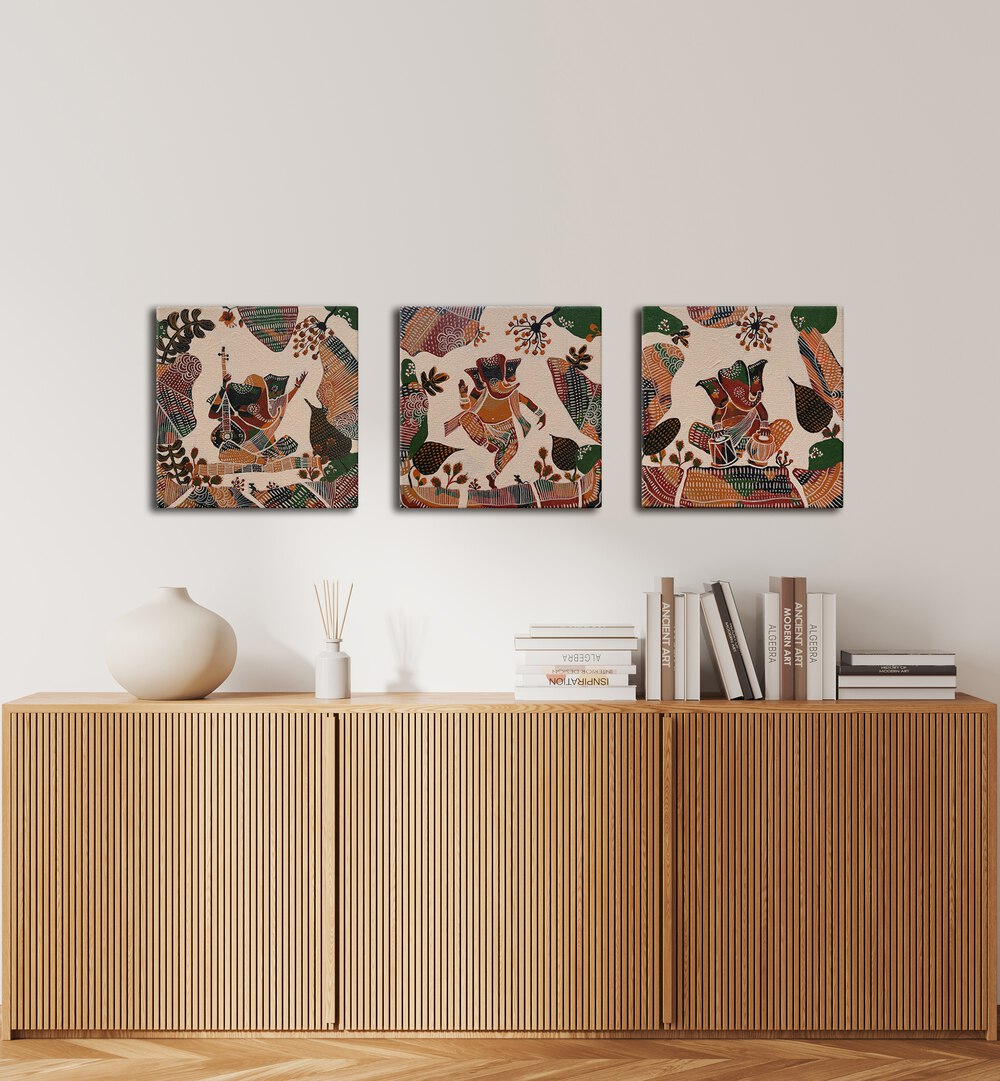 TRIPTYCH - DIVINE MELODY , HANDMADE ARTWORKS