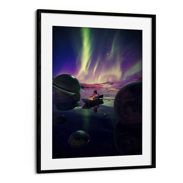 Star Collector By Francis Minoza Astronaut & Nasa Paintings, Space Art Prints Artwork in Black Frame With Mount
