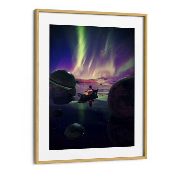 Star Collector By Francis Minoza Astronaut & Nasa Paintings, Space Art Prints Artwork in Oak Wood Frame With Mount
