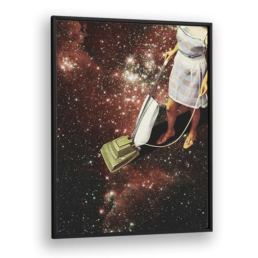 Star Dust  Surreal Painting Artwork  in Black Plain Frame