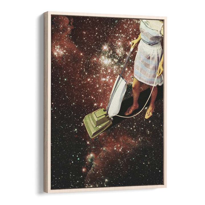 Star Dust Surreal Painting Artwork in Oak Wood Floater Frame
