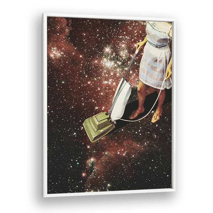 Star Dust  Surreal Painting Artwork  in White Plain Frame