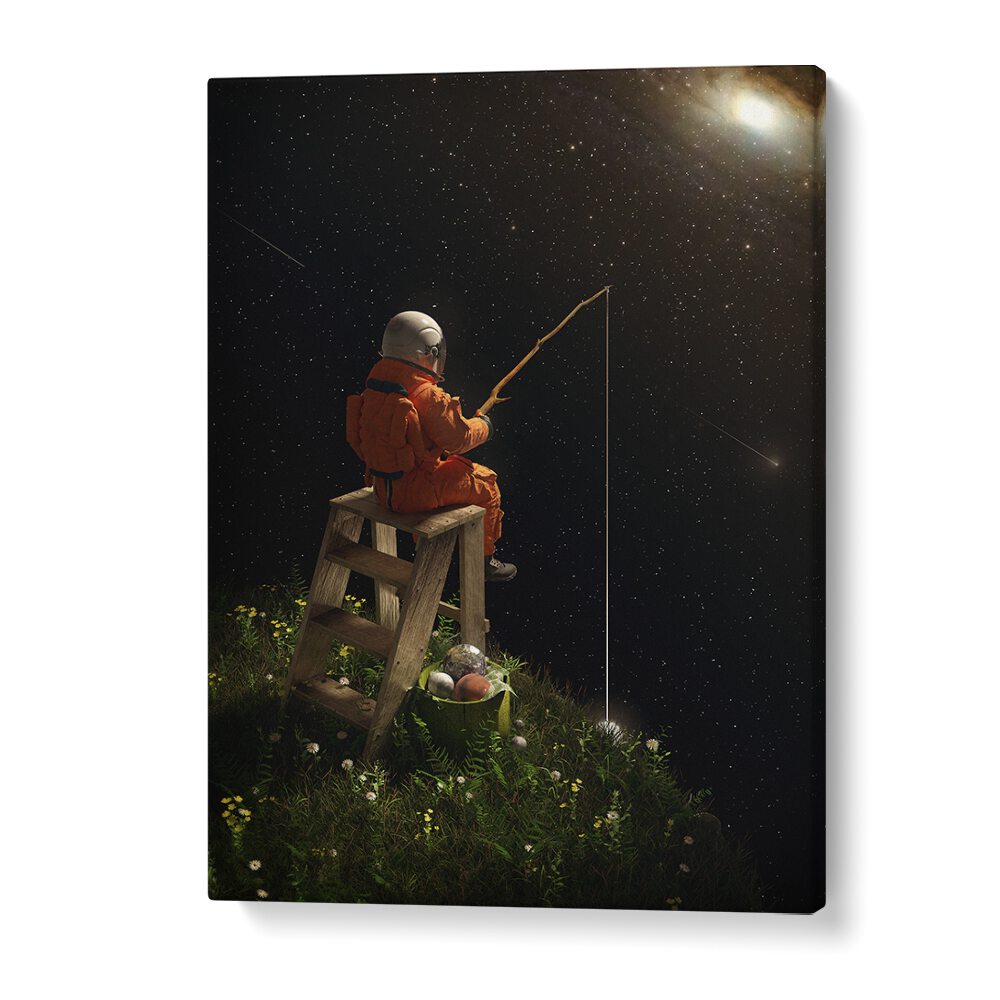 Star Fishing By Francis Minoza Astronaut & Nasa Paintings, Space Art Prints Artwork in Gallery Wrap
