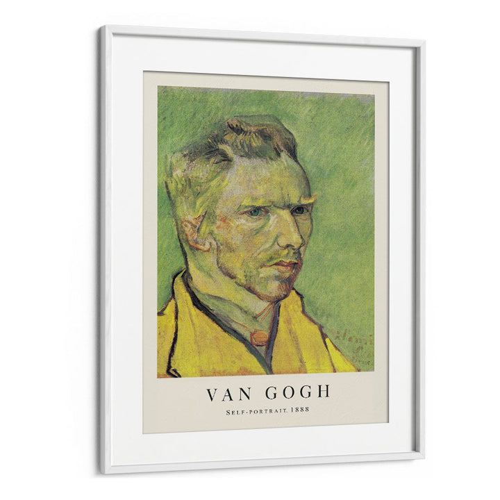 Starry Gaze Vincent Van Gogh's Self Portrait 1888 Vincent Van Gogh art painting Artwork in White frame With Mount