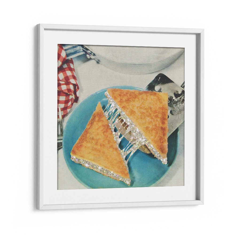 Starry Sandwich Surreal Art Artwork in White Frame With Mount