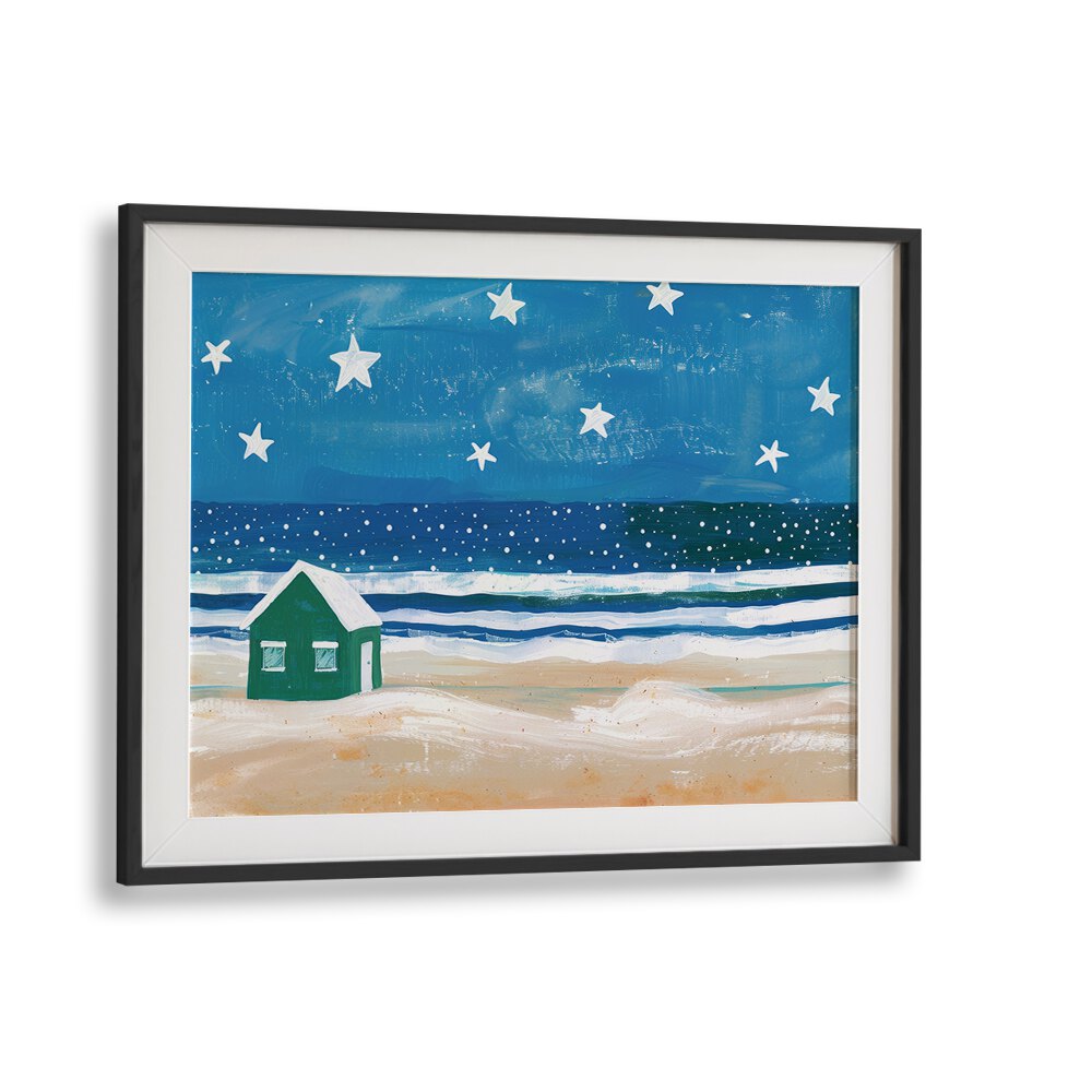 Starry Shelter Kids Art Artwork in Black Frame With Mount
