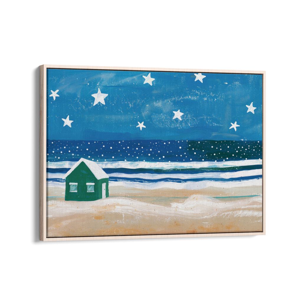 Starry Shelter Kids Art Artwork in Oak Wood Floater Frame
