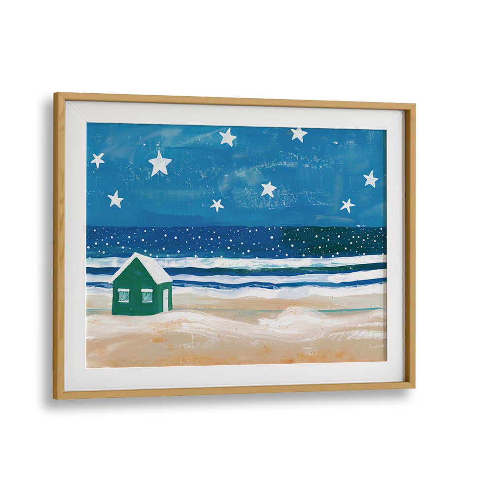 Starry Shelter Kids Art Artwork in Oak Wood Frame With Mount
