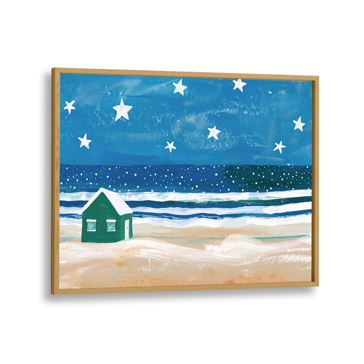 Starry Shelter Kids Art Artwork in Oak Wood Plain Frame
