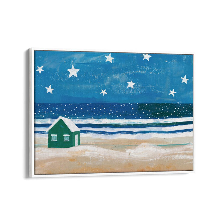 Starry Shelter Kids art painting Artwork in White Floater Frame
